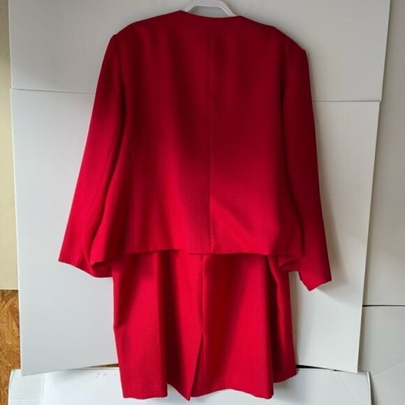 Red Suit Jacket Skirt for Women Plus Size Red Formal Dress Valentines Day, 32W - Picture 4 of 12